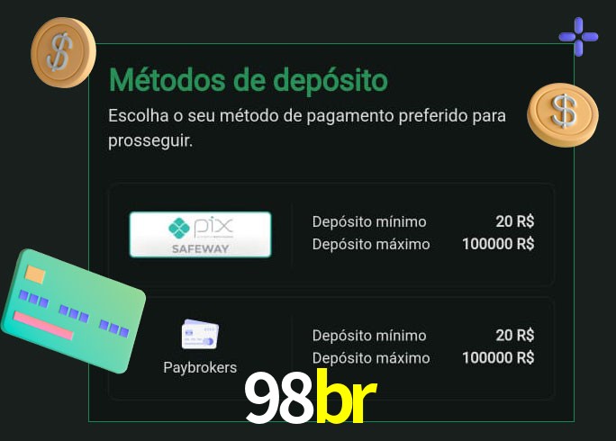 O cassino 98br oferece uma grande variedade de métodos de pagamento